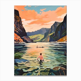 Wild Swimming At Loch Maree Scotland 1 Canvas Print
