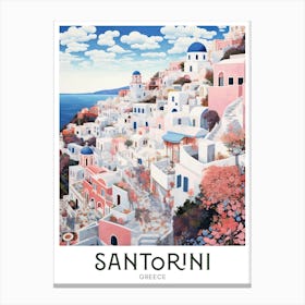 Santorini, Greece Maximalist Travel Poster Vibrant Colour  Canvas Print