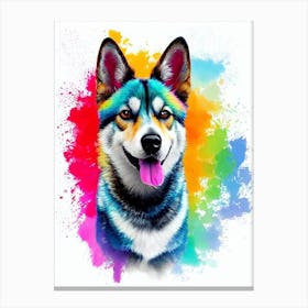 Swedish Vallhund Rainbow Oil Painting dog Canvas Print