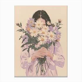 Spring Girl With Purple Flowers 1 Canvas Print
