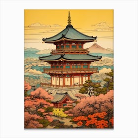 Kiyomizu Dera Temple, Japan Vintage Travel Art 3 Canvas Print