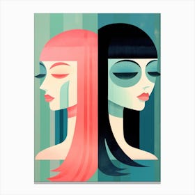 Two Women With Different Hairstyles Canvas Print