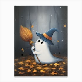 Ghost With Broom 4 Canvas Print