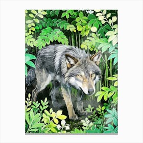 Wolf In Gardening Nature Canvas Print