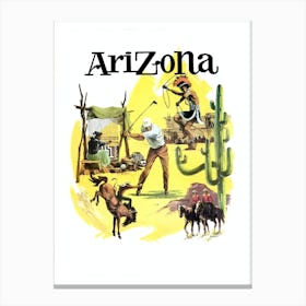 Arizona, Collage Of Tourist Attractions Canvas Print