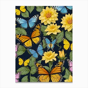 Butterflies And Flowers 1 Canvas Print