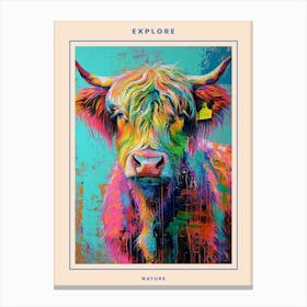 Hairy Cow Colourful Paint Splash 2 Poster Canvas Print