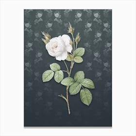Vintage White Misty Rose Botanical on Slate Gray Pattern n.0790 Canvas Print