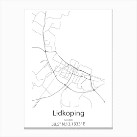 Lidkoping,Sweden Minimalist Map Canvas Print