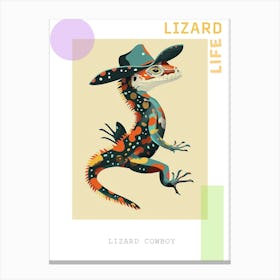 Lizard With A Cow Print Cowboy Hat Modern Abstract Illustration 1 Poster Canvas Print