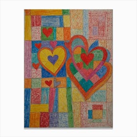 Hearts And Squares Canvas Print