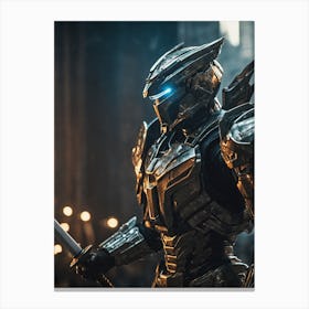 Robot Holding A Sword Canvas Print