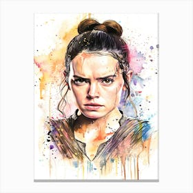 Rey From Star Wars Watercolor Canvas Print