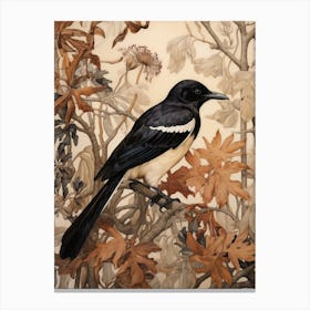 Dark And Moody Botanical Magpie 8 Canvas Print