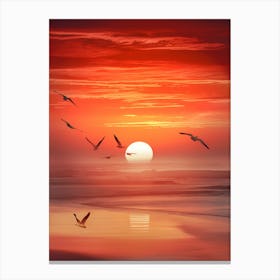 Sunset Seagulls Canvas Print