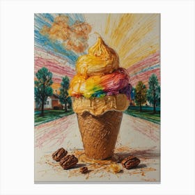 Rainbow Ice Cream Cone 8 Canvas Print