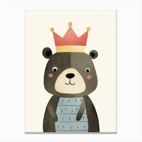 Little Black Bear 6 Wearing A Crown Canvas Print