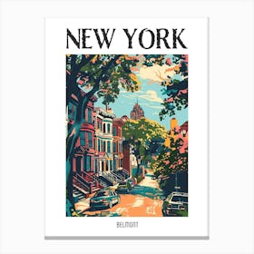 Belmont New York Colourful Silkscreen Illustration 1 Poster Canvas Print