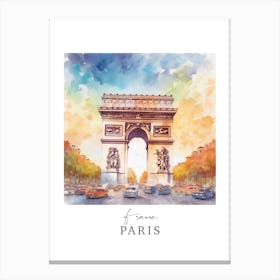 France, Paris Storybook 2 Travel Poster Watercolour Canvas Print