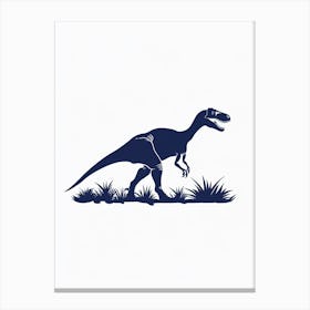 Navy Blue Dinosaur Silhouette 7 Canvas Print