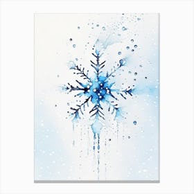 Water, Snowflakes, Minimalist Watercolour 2 Canvas Print