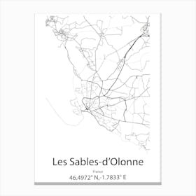 Les Sables D Olonne,France Minimalist Map Canvas Print