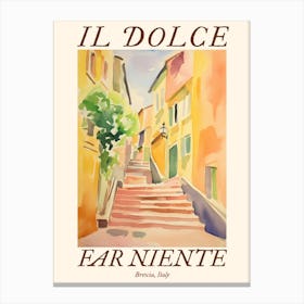 Il Dolce Far Niente Brescia, Italy Watercolour Streets 2 Poster Canvas Print