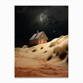 Cosmic cabin on the desert dunes under a cosmic night sky 1 Canvas Print