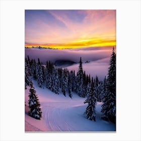 Adelboden, Switzerland Sunrise Skiing Poster Canvas Print