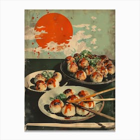 Takoyaki Japanese Cuisine Mid Century Modern 2 Canvas Print