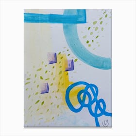 Abstract Shapes Painting - Yellow Blue Canvas Print