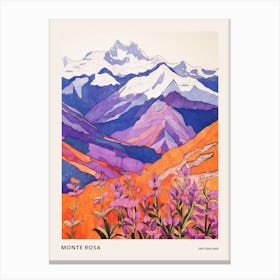 Monte Rosa Switzerland 2 Colourful Mountain Illustration Poster Canvas Print