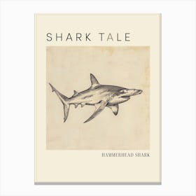 Vintage Hammerhead Shark Illustration 3 Poster Canvas Print