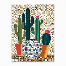 Mosaic Cactus With Disco Ball Canvas Print