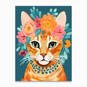 Ocicat Cat With A Flower Crown Painting Matisse Style 1 Canvas Print
