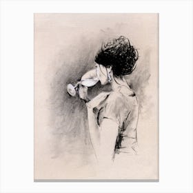 Woman With Wine Illustration Canvas Print