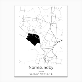 Norresundby,Denmark Minimalist Map Canvas Print