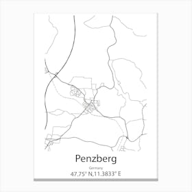 Penzberg,Germany Minimalist Map Canvas Print