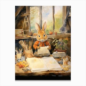 Bunny Crafting Luck Rabbit Prints Watercolour 1 Canvas Print