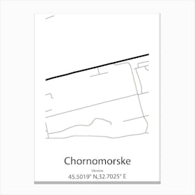 Chornomorske,Ukraine Minimalist Map Lienzos