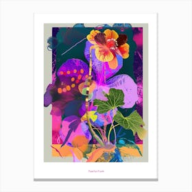 Nasturtium 2 Neon Flower Collage Poster Canvas Print