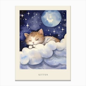 Baby Kitten 6 Sleeping In The Clouds Nursery Poster Canvas Print