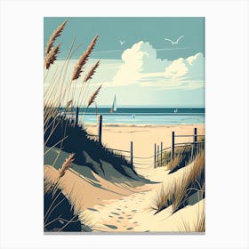 North Germany, Baltic Sea - Retro Landscape Beach and Coastal Theme Travel Poster Canvas Print