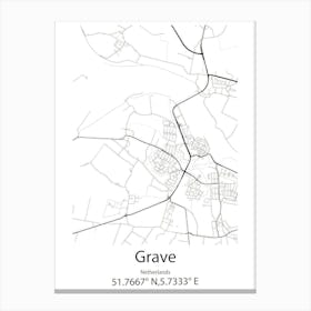 Grave,Netherlands Minimalist Map Canvas Print