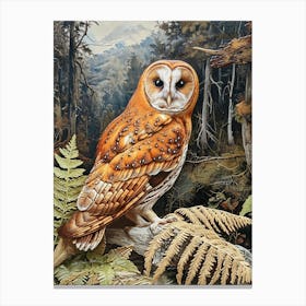 Australian Masked Owl Relief Illustration 3 Canvas Print