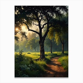 Forest Path In The Morning Canvas Print