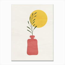 Minimalist Botanical with Sun and Vase Canvas Print