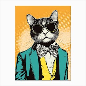 Super Cool Cat Illustration Pop 3 Canvas Print