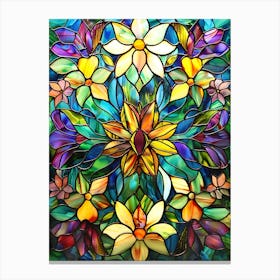 Colorful Stained Glass Flowers 22 Canvas Print