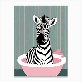 Zebra In A Bath Tub, whimsical animal art, 1104 Canvas Print